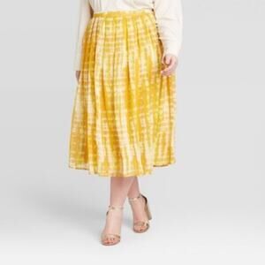 WHO WHAT WEAR Marigold Tie-Dye Midi Skirt 2 Flirty Summer